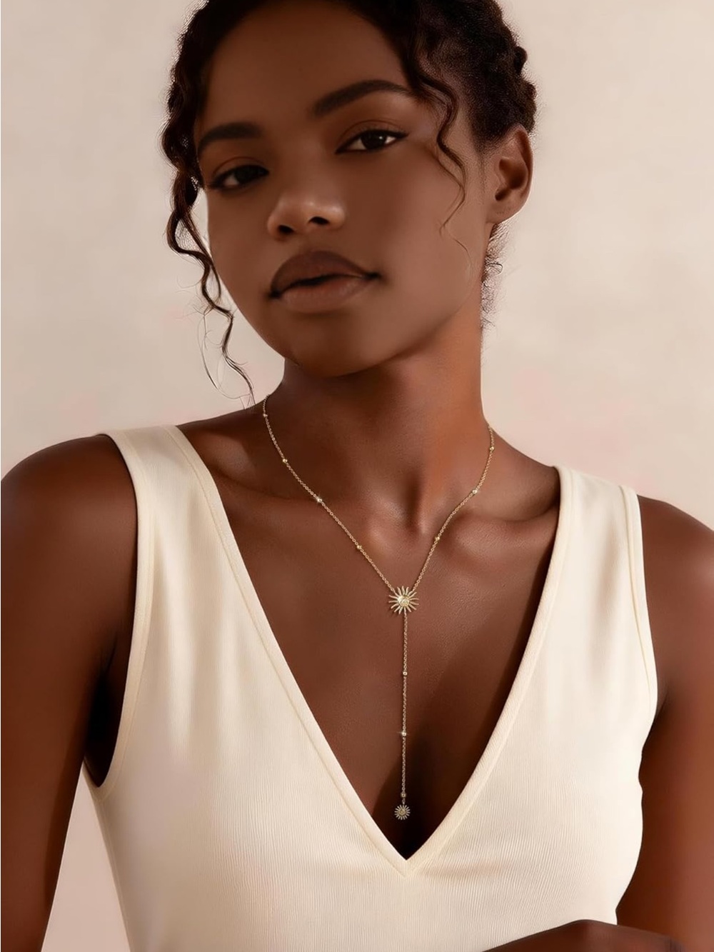 CHESKY Delicate 14k Gold Plated Lariat Necklace/Silver for Women
